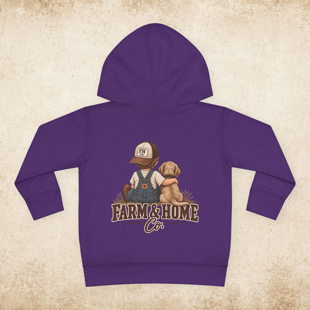 Toddler Hoodie - "Farm & Home Co." Cute Farmer and Puppy Pullover