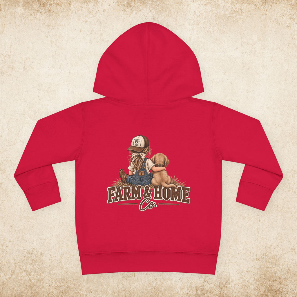 Toddler Hoodie — Farm & Home Co. Kids Pullover with Girl and Puppy Graphic