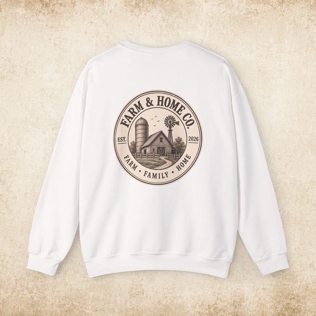 Farm & Home Co. Crewneck Sweatshirt - Rustic Farmhouse Logo Pullover