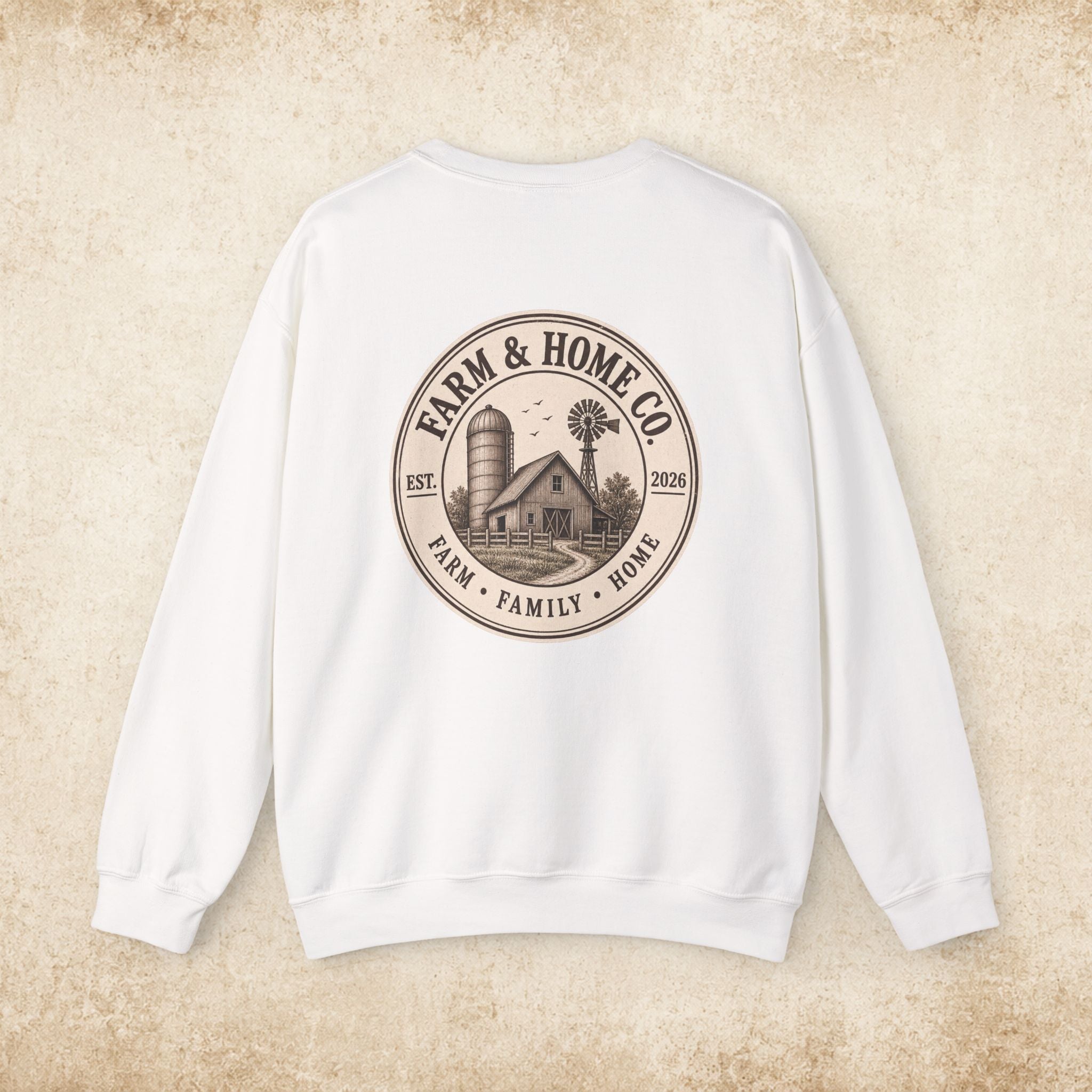Farm & Home Co. Crewneck Sweatshirt - Rustic Farmhouse Logo Pullover