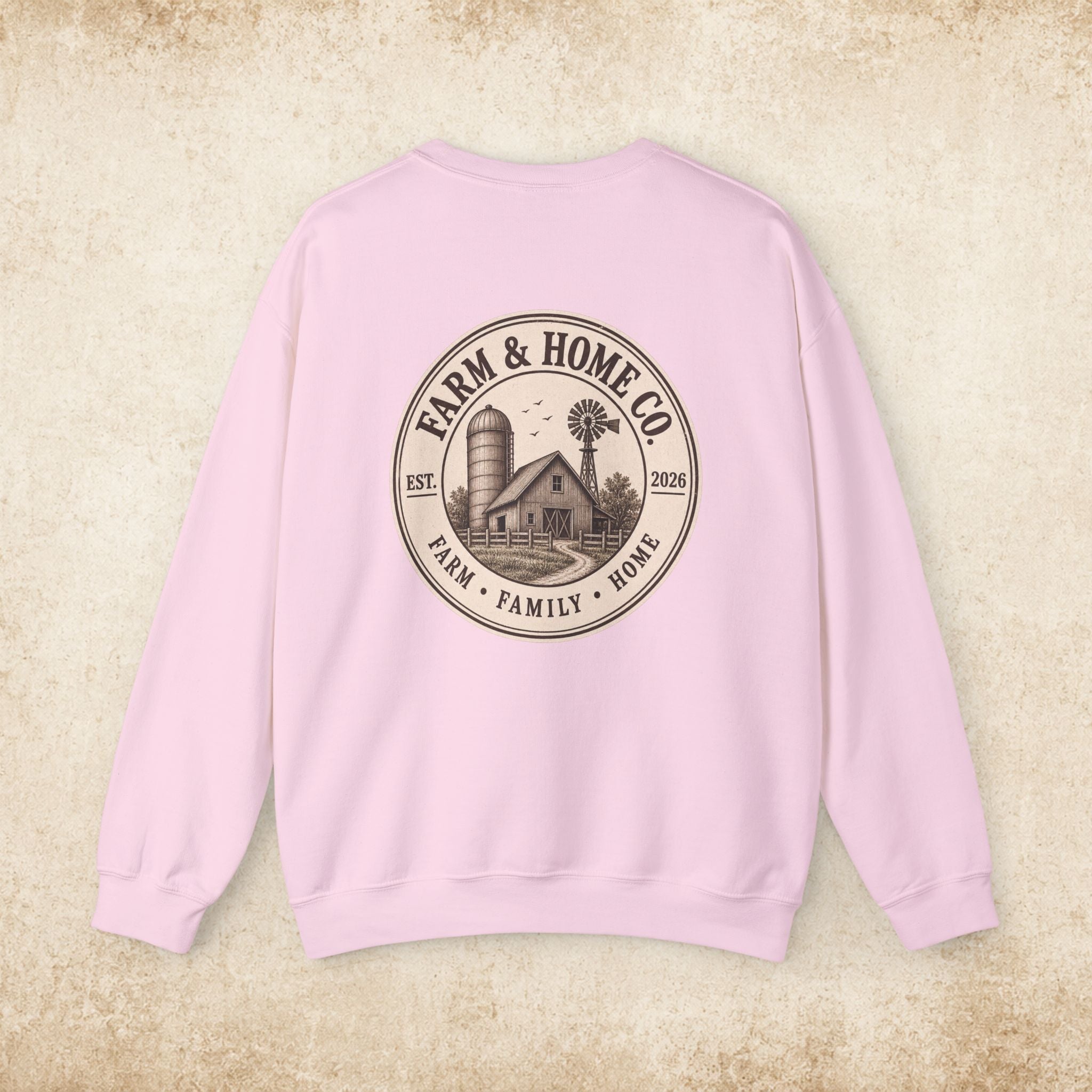 Farm & Home Co. Crewneck Sweatshirt - Rustic Farmhouse Logo Pullover