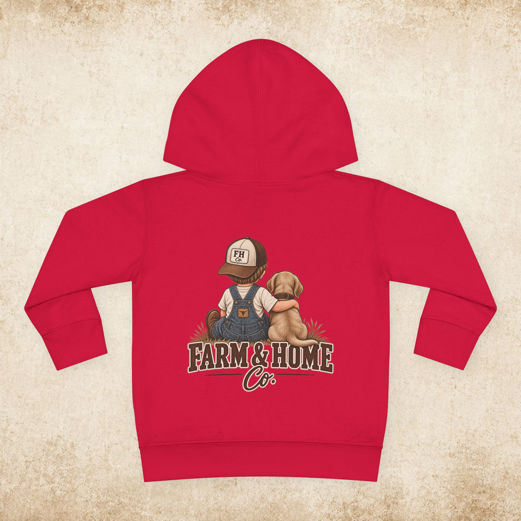 Toddler Hoodie - "Farm & Home Co." Cute Farmer and Puppy Pullover