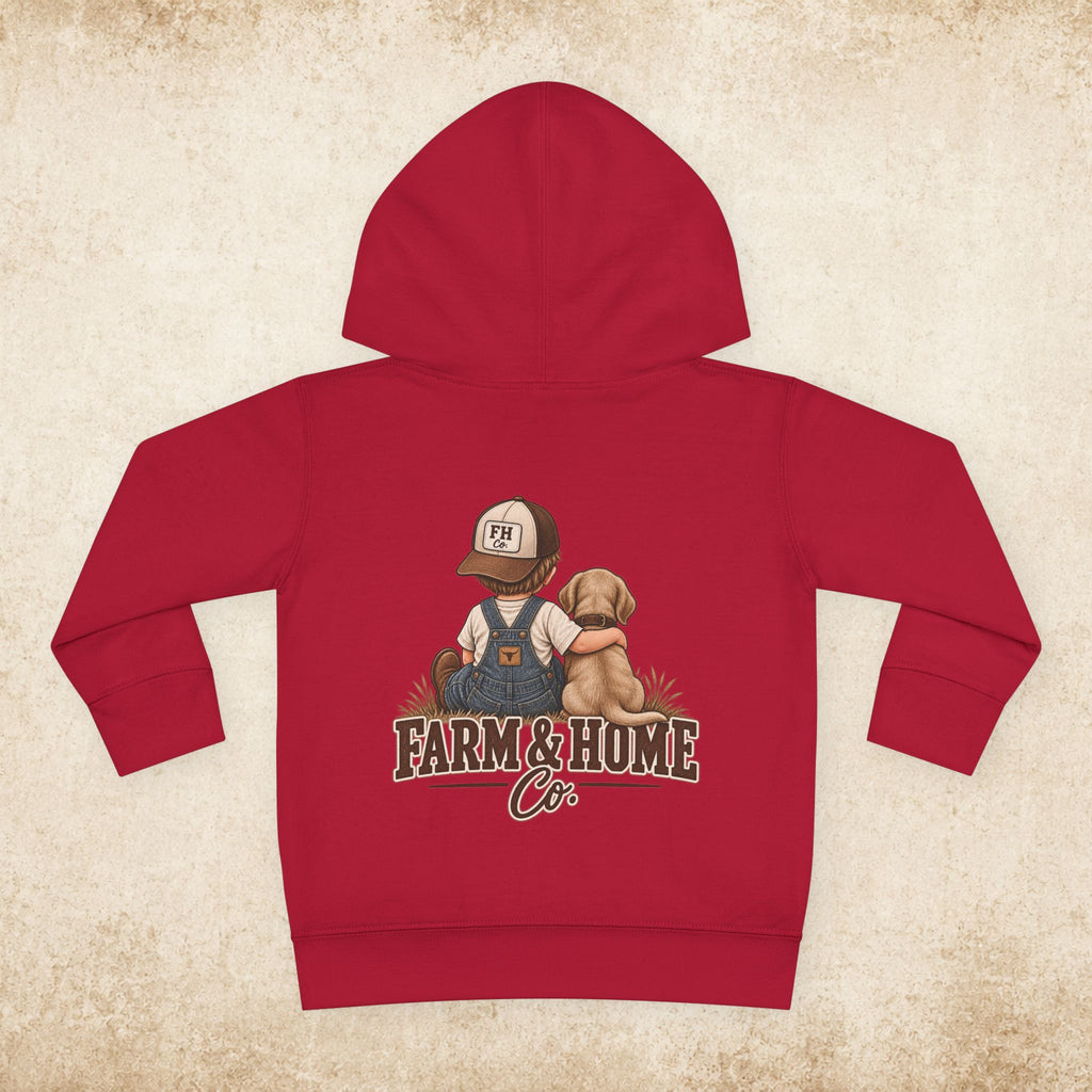 Toddler Hoodie - "Farm & Home Co." Cute Farmer and Puppy Pullover