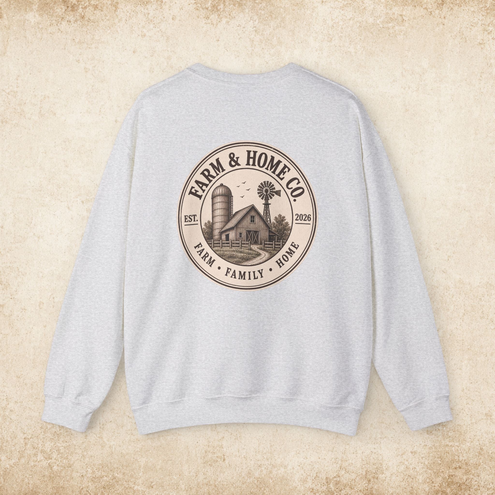 Farm & Home Co. Crewneck Sweatshirt - Rustic Farmhouse Logo Pullover