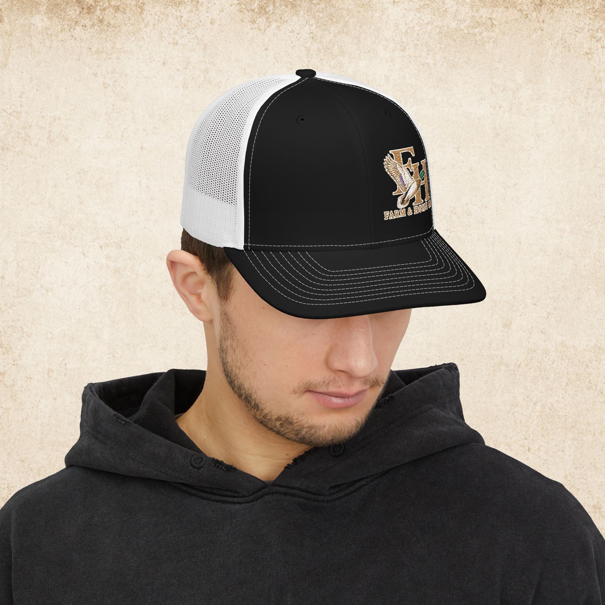 Trucker Cap — Eagle & Initials Embroidered Snapback