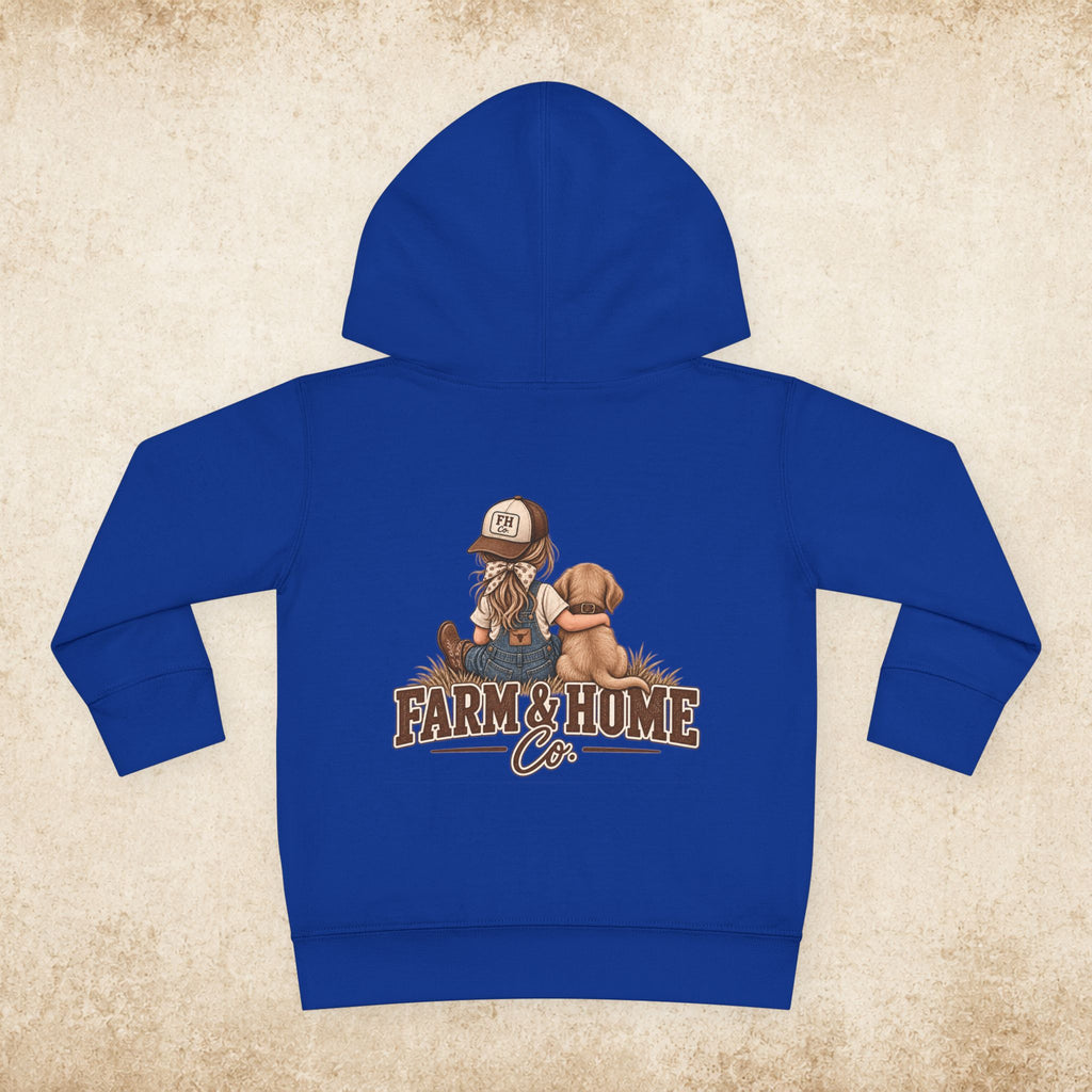 Toddler Hoodie — Farm & Home Co. Kids Pullover with Girl and Puppy Graphic