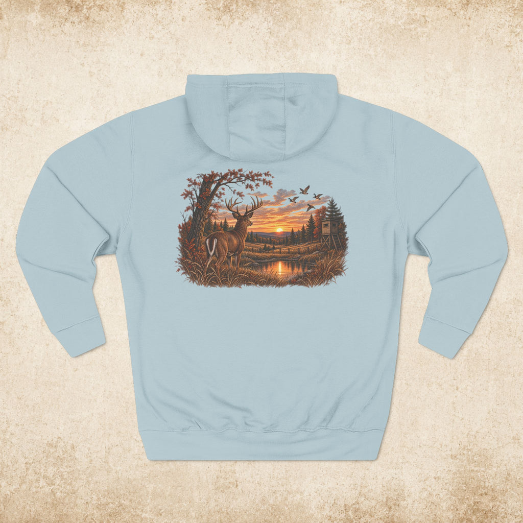 Hoodie — Rustic Deer Sunset Fleece Hoodie
