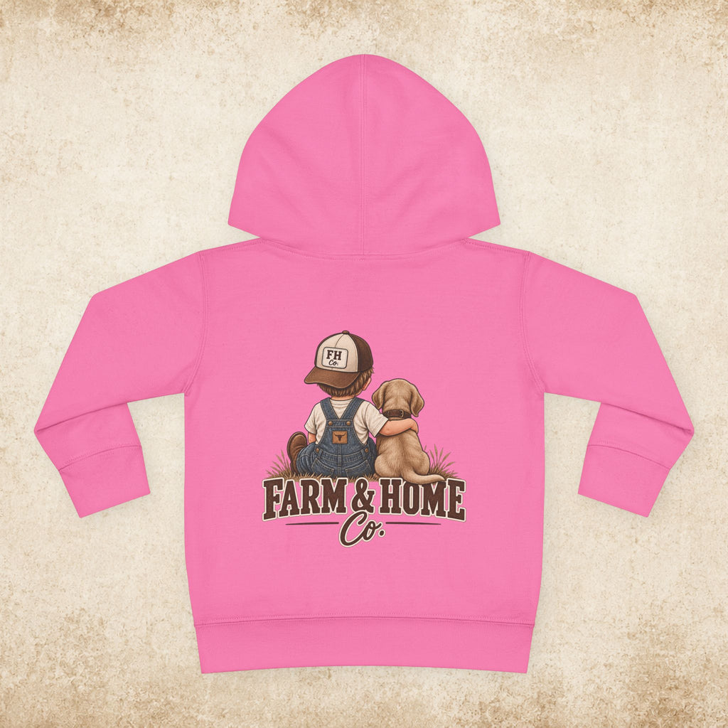 Toddler Hoodie - "Farm & Home Co." Cute Farmer and Puppy Pullover
