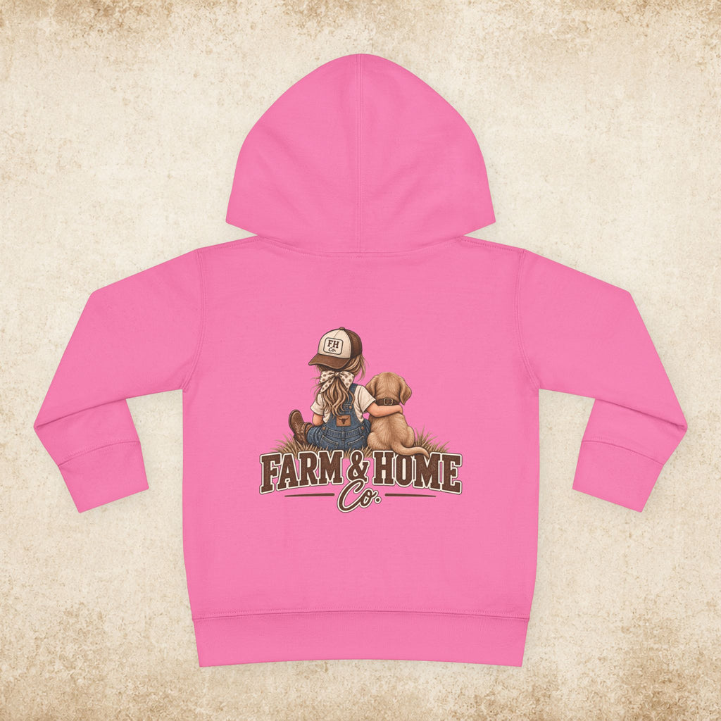Toddler Hoodie — Farm & Home Co. Kids Pullover with Girl and Puppy Graphic
