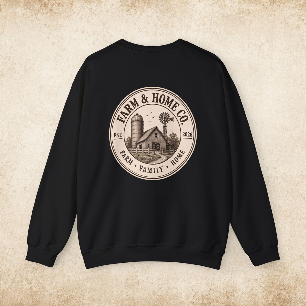 Farm & Home Co. Crewneck Sweatshirt - Rustic Farmhouse Logo Pullover