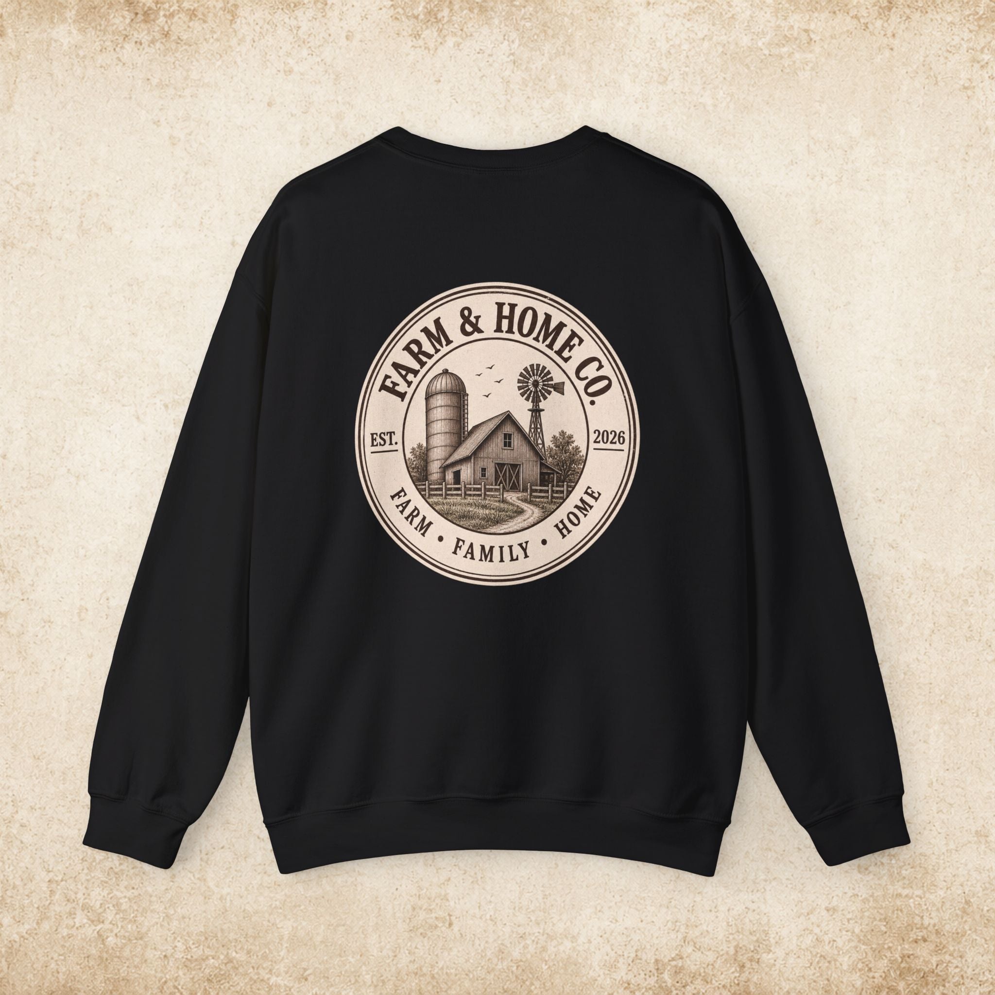 Farm & Home Co. Crewneck Sweatshirt - Rustic Farmhouse Logo Pullover