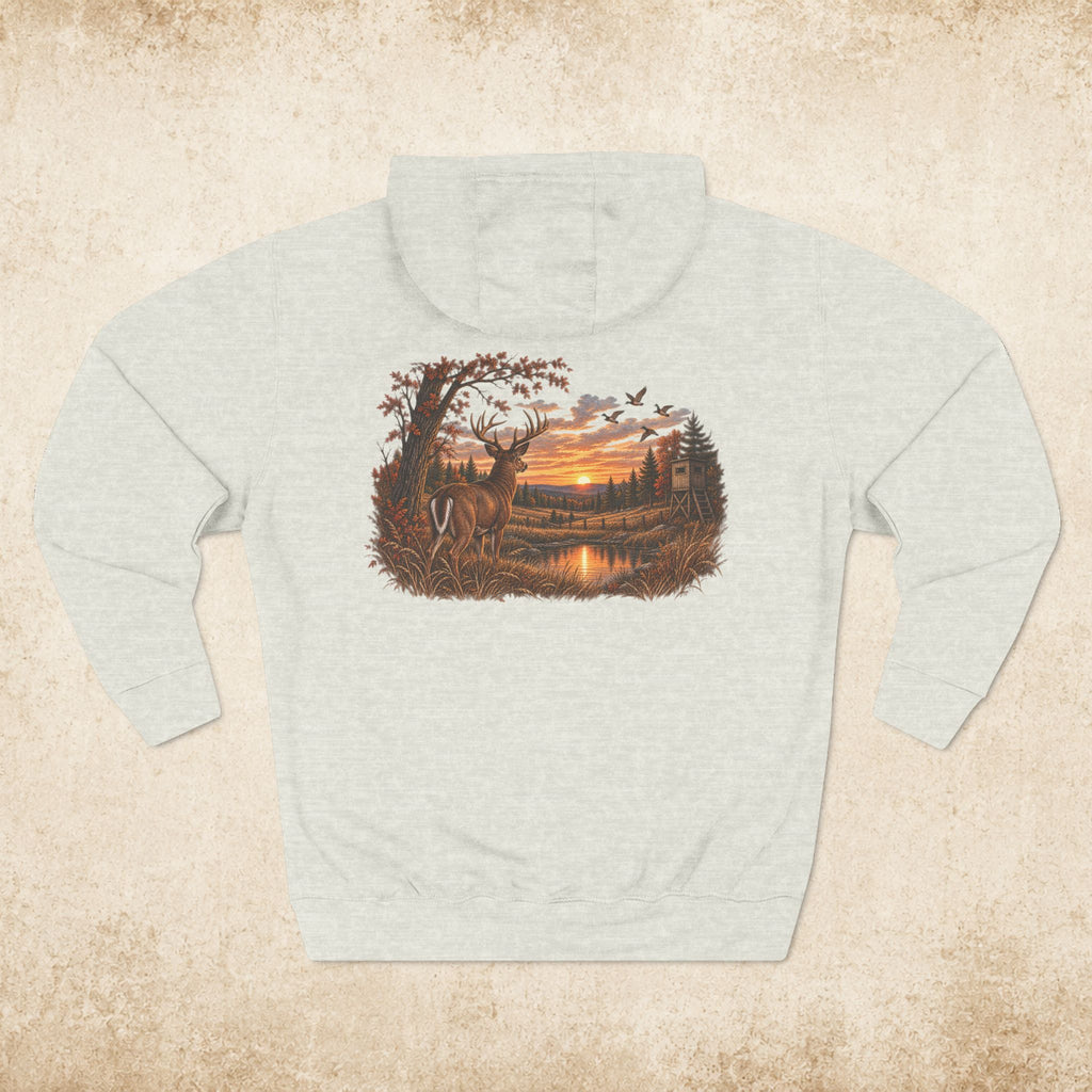 Hoodie — Rustic Deer Sunset Fleece Hoodie