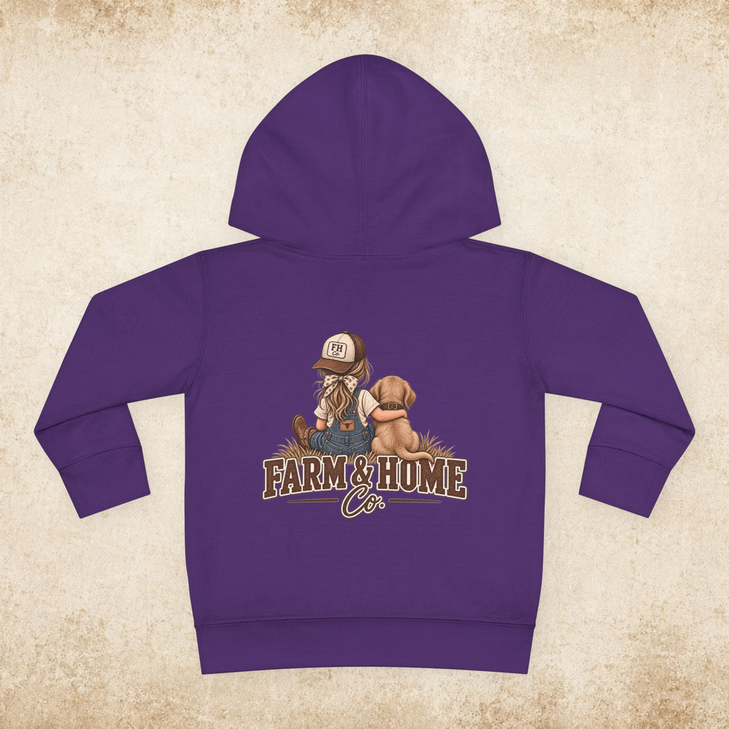 Toddler Hoodie — Farm & Home Co. Kids Pullover with Girl and Puppy Graphic