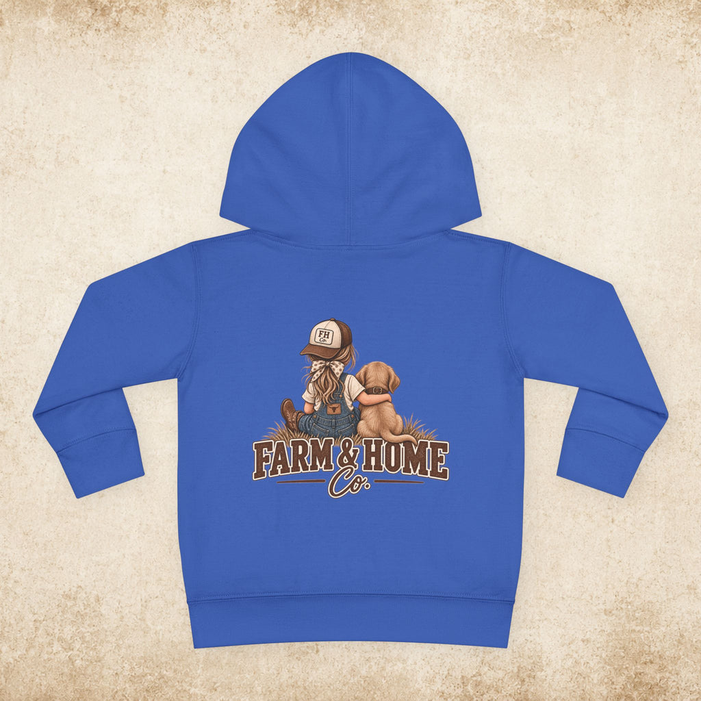 Toddler Hoodie — Farm & Home Co. Kids Pullover with Girl and Puppy Graphic