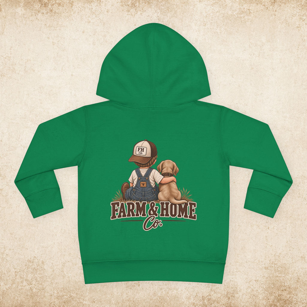 Toddler Hoodie - "Farm & Home Co." Cute Farmer and Puppy Pullover