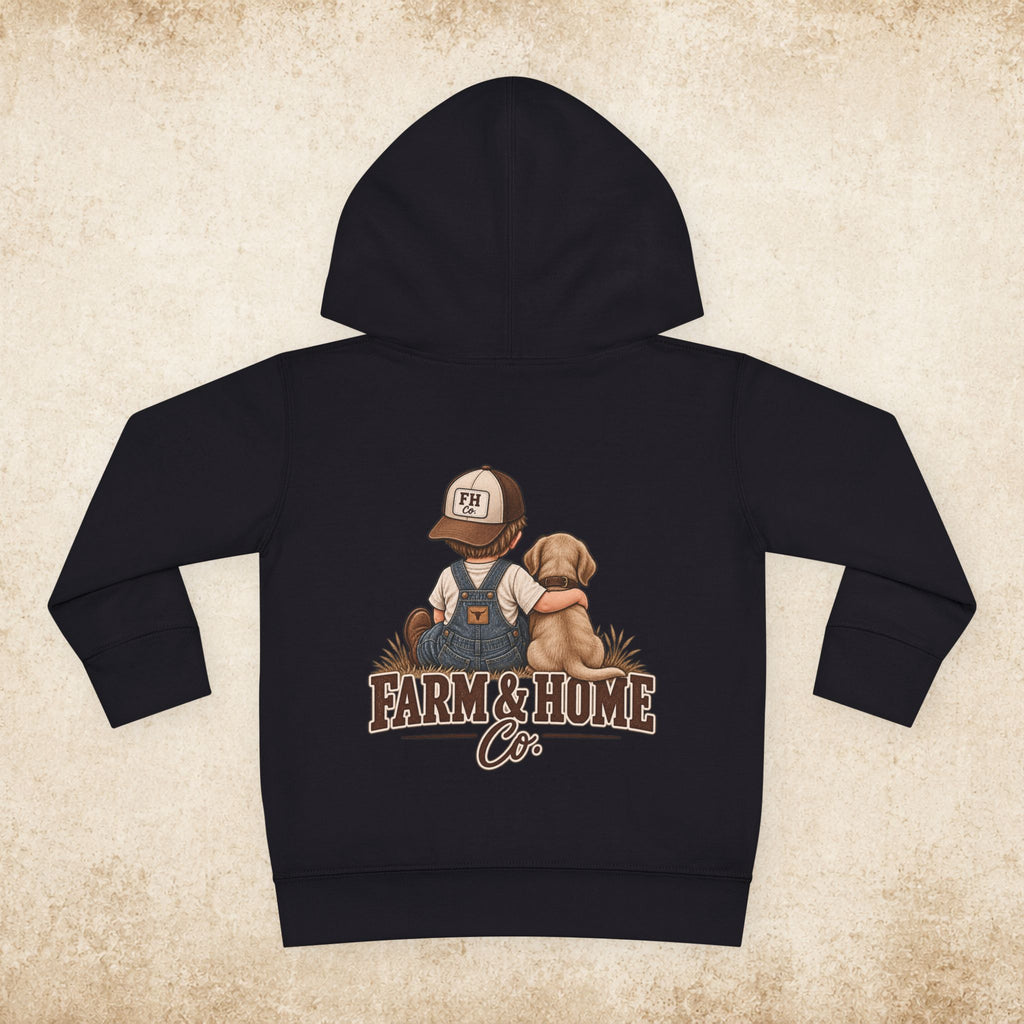 Toddler Hoodie - "Farm & Home Co." Cute Farmer and Puppy Pullover