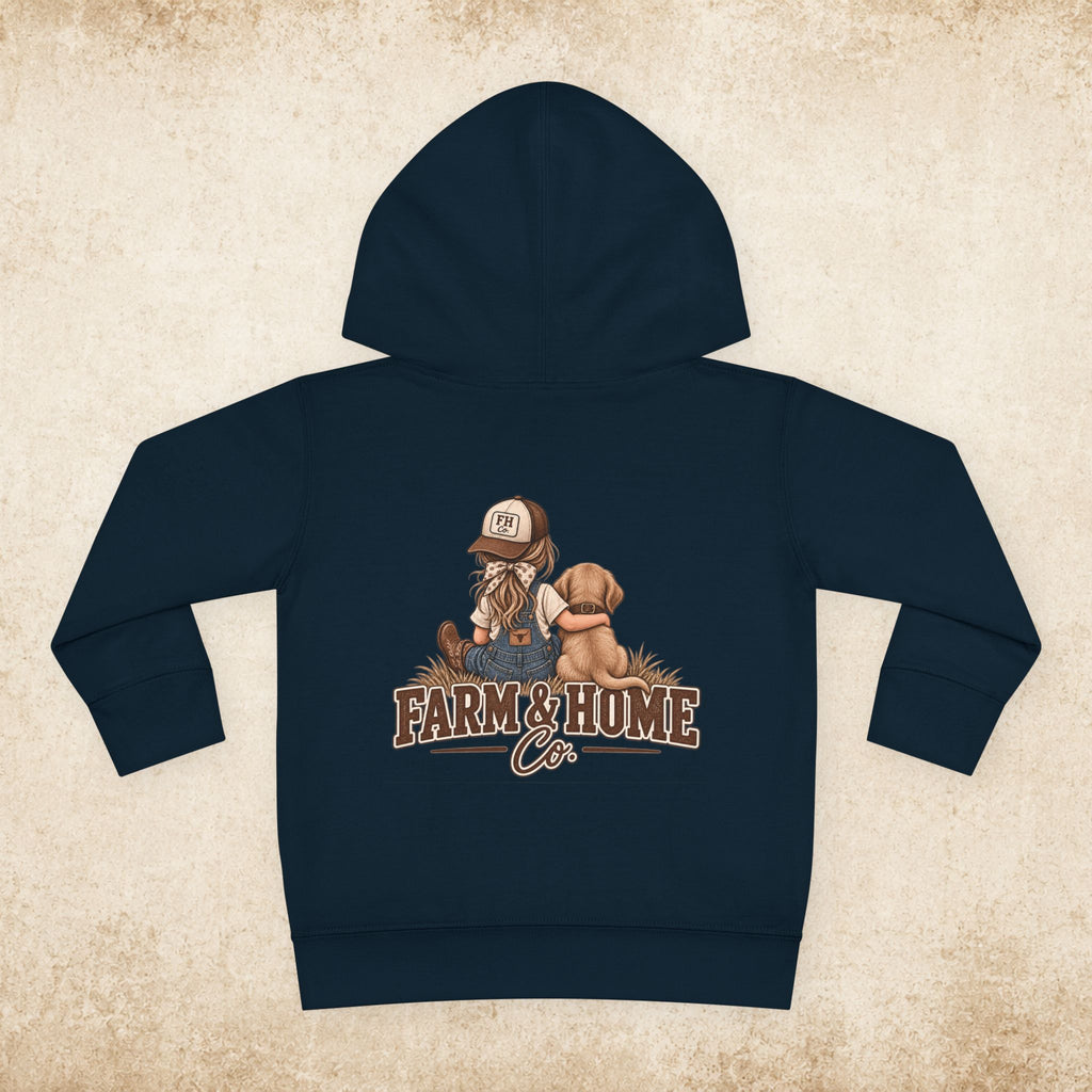 Toddler Hoodie — Farm & Home Co. Kids Pullover with Girl and Puppy Graphic