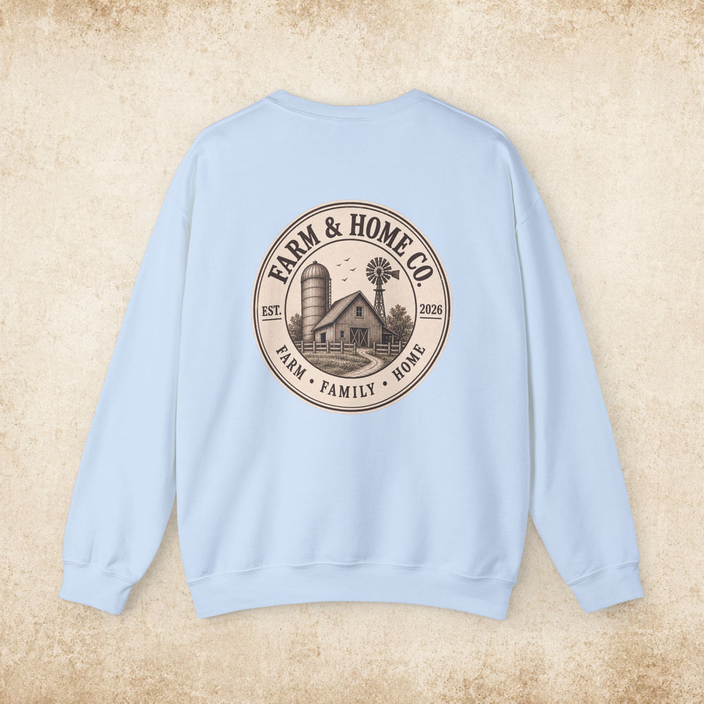 Farm & Home Co. Crewneck Sweatshirt - Rustic Farmhouse Logo Pullover