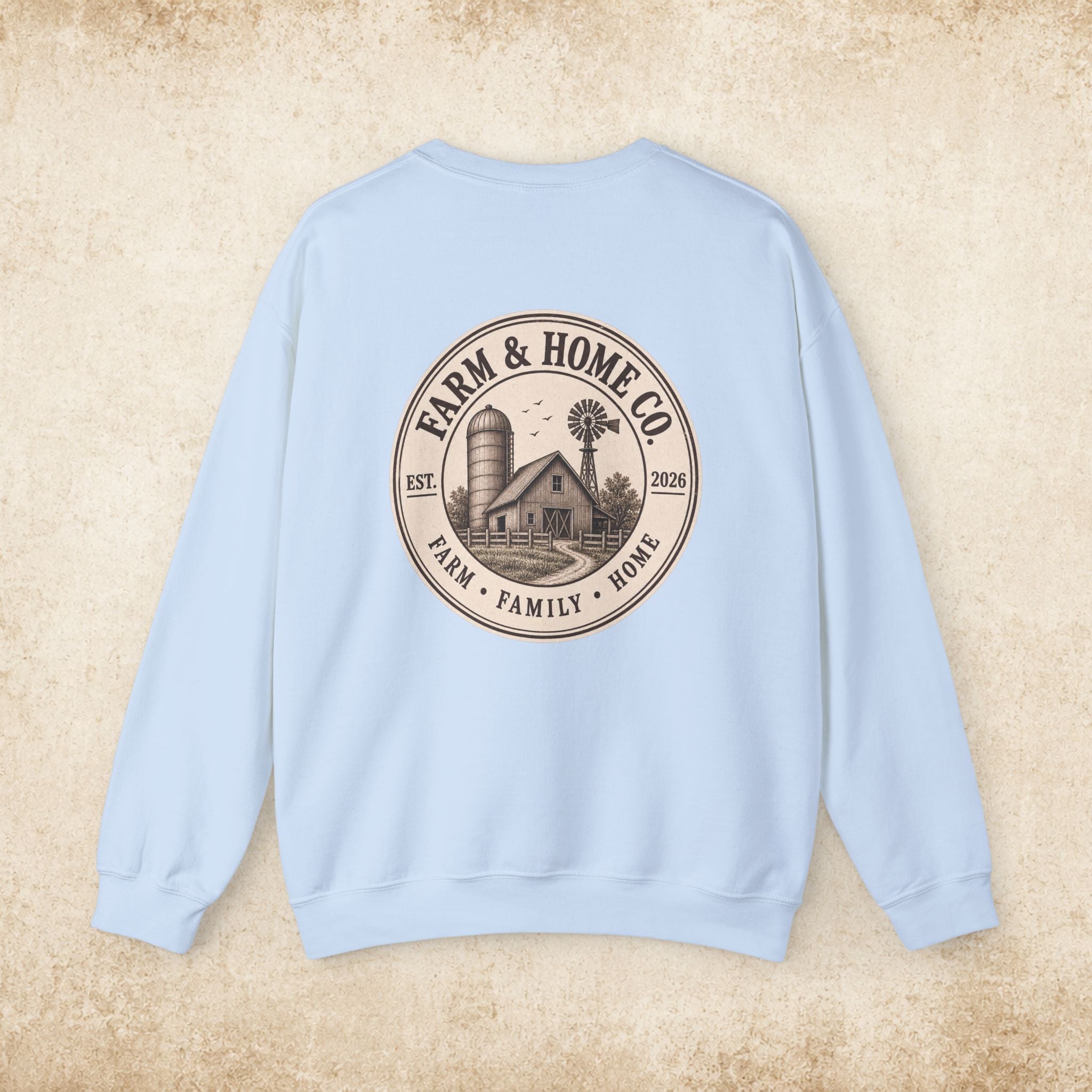 Farm & Home Co. Crewneck Sweatshirt - Rustic Farmhouse Logo Pullover