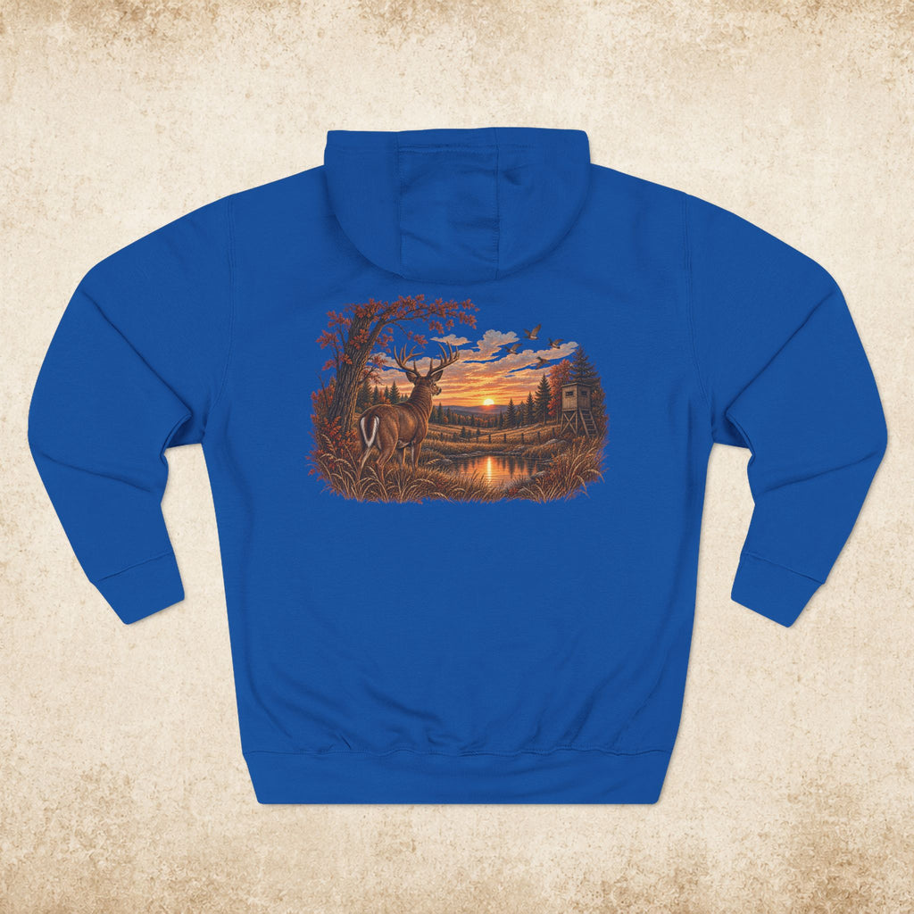 Hoodie — Rustic Deer Sunset Fleece Hoodie