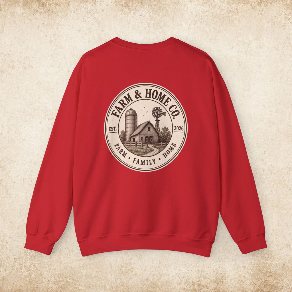 Farm & Home Co. Crewneck Sweatshirt - Rustic Farmhouse Logo Pullover