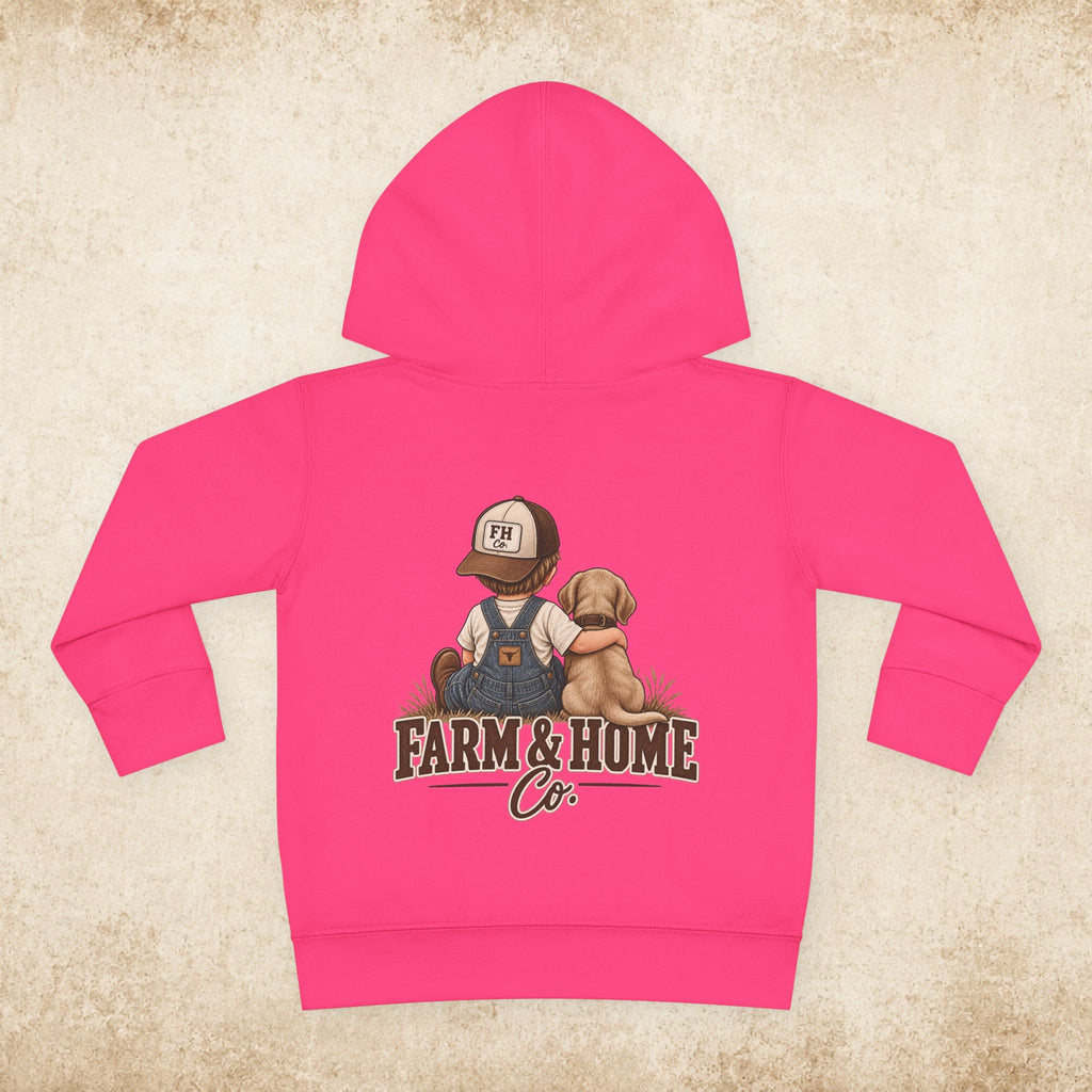 Toddler Hoodie - "Farm & Home Co." Cute Farmer and Puppy Pullover