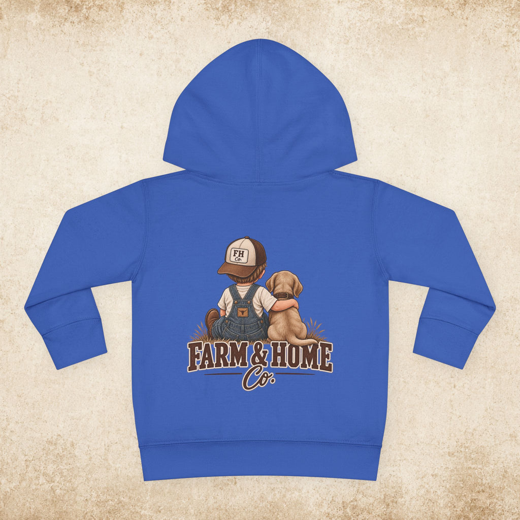 Toddler Hoodie - "Farm & Home Co." Cute Farmer and Puppy Pullover