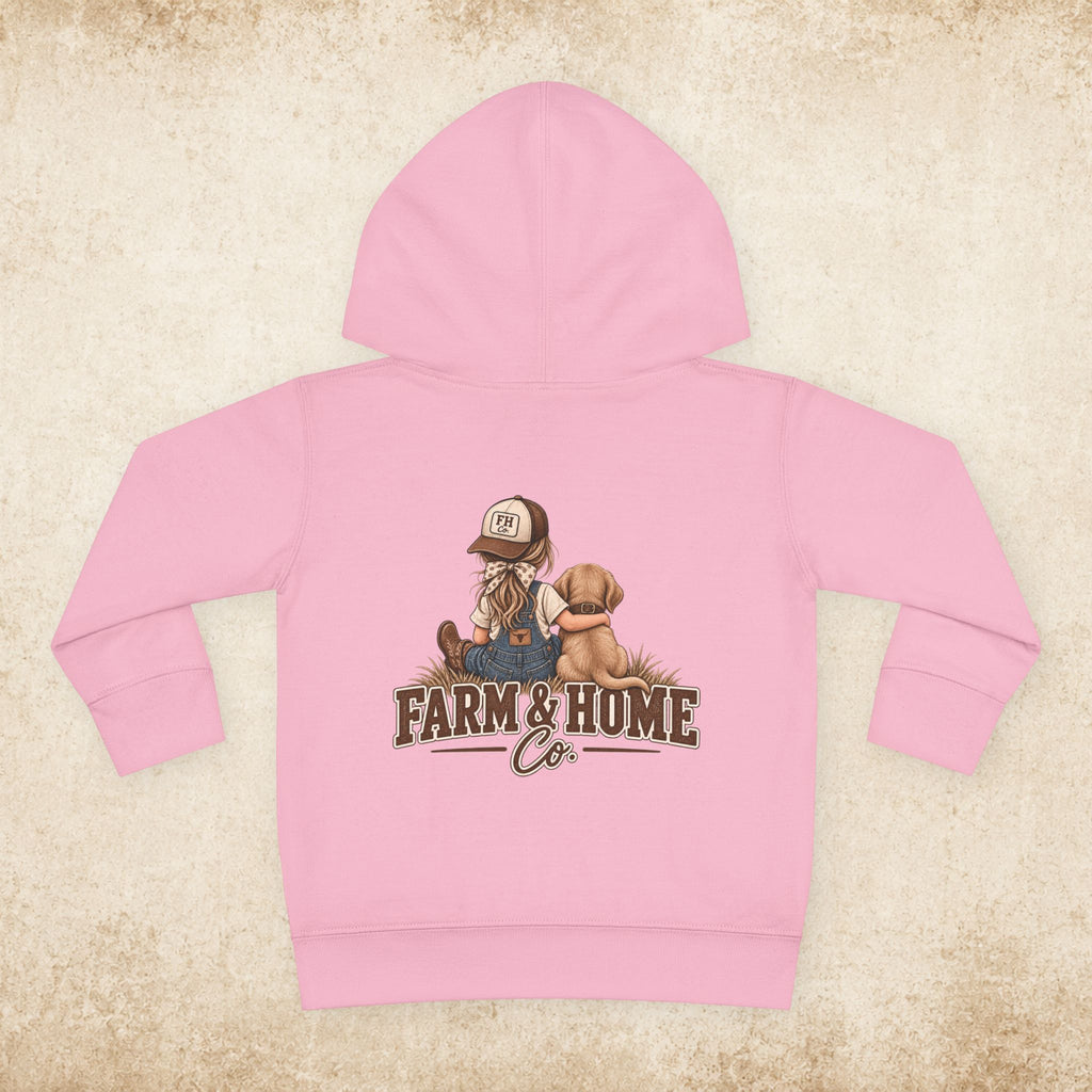 Toddler Hoodie — Farm & Home Co. Kids Pullover with Girl and Puppy Graphic