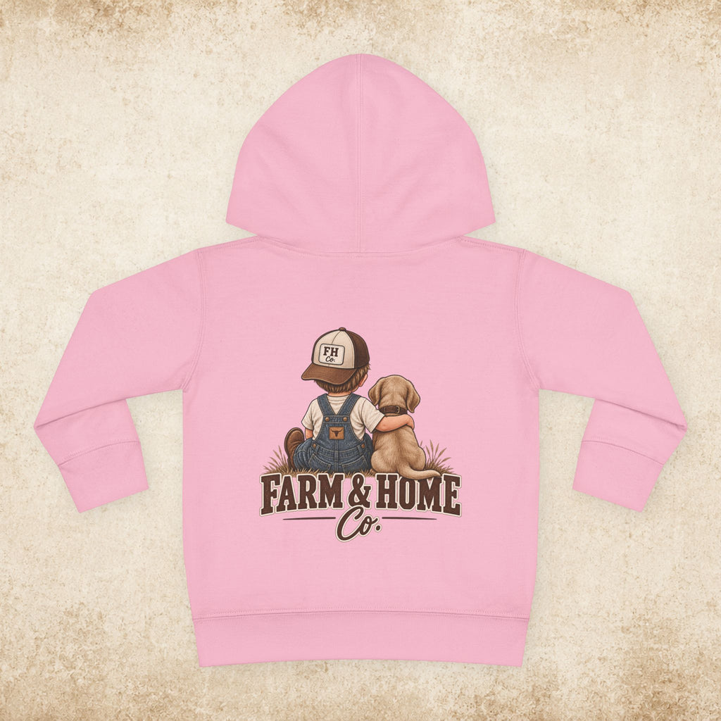 Toddler Hoodie - "Farm & Home Co." Cute Farmer and Puppy Pullover
