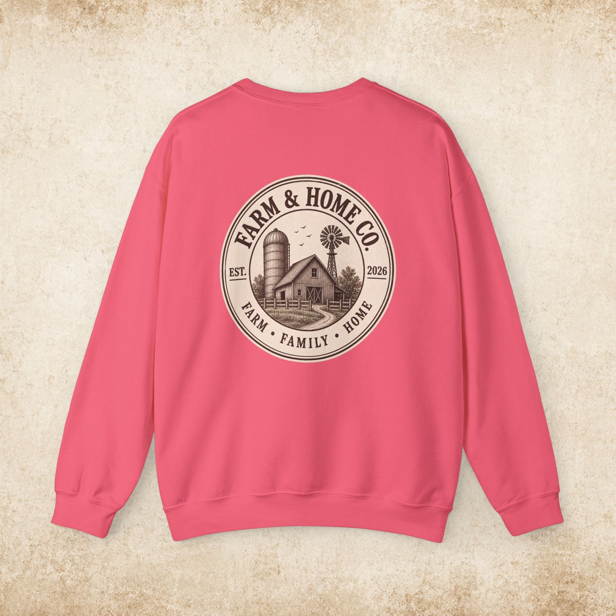 Farm & Home Co. Crewneck Sweatshirt - Rustic Farmhouse Logo Pullover