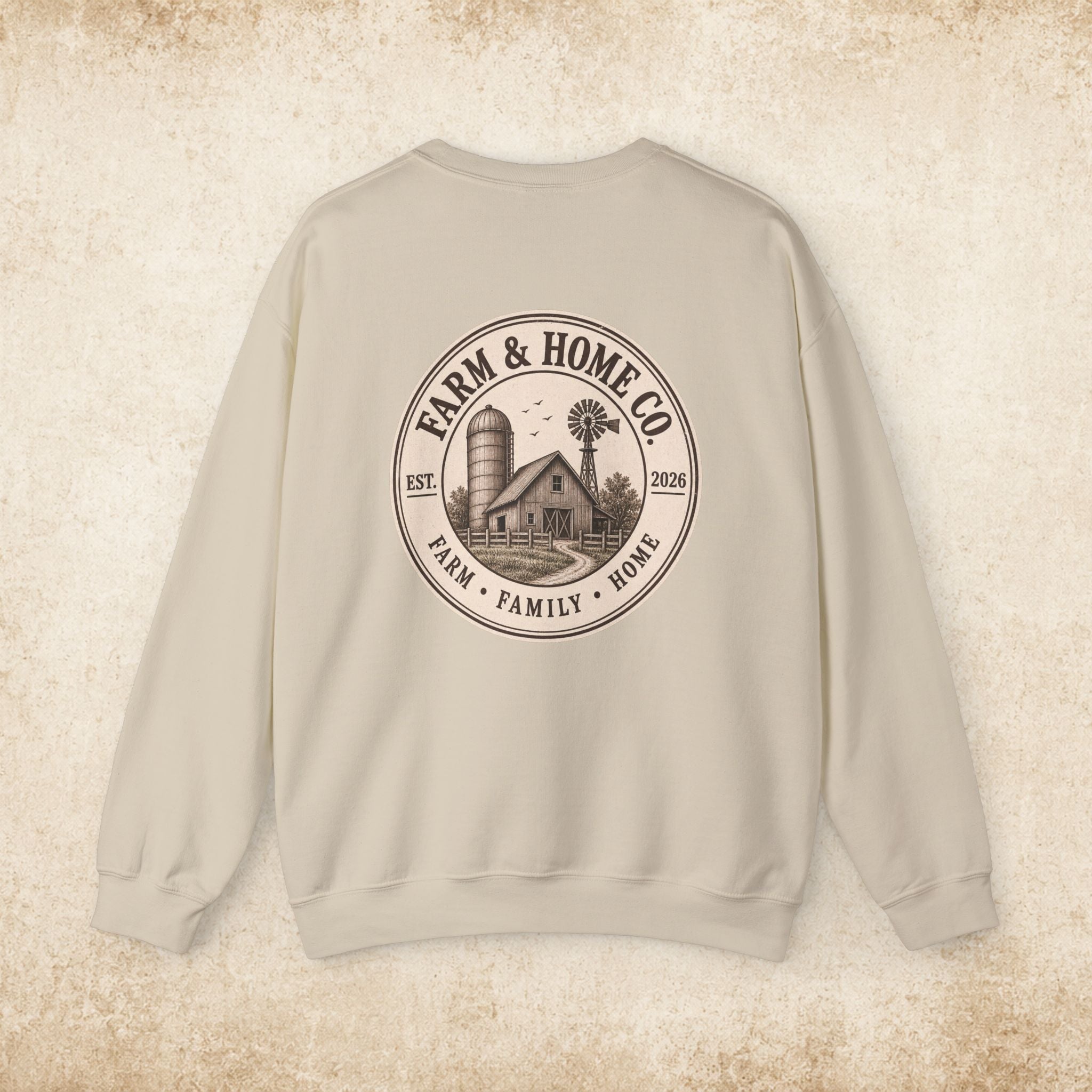 Farm & Home Co. Crewneck Sweatshirt - Rustic Farmhouse Logo Pullover