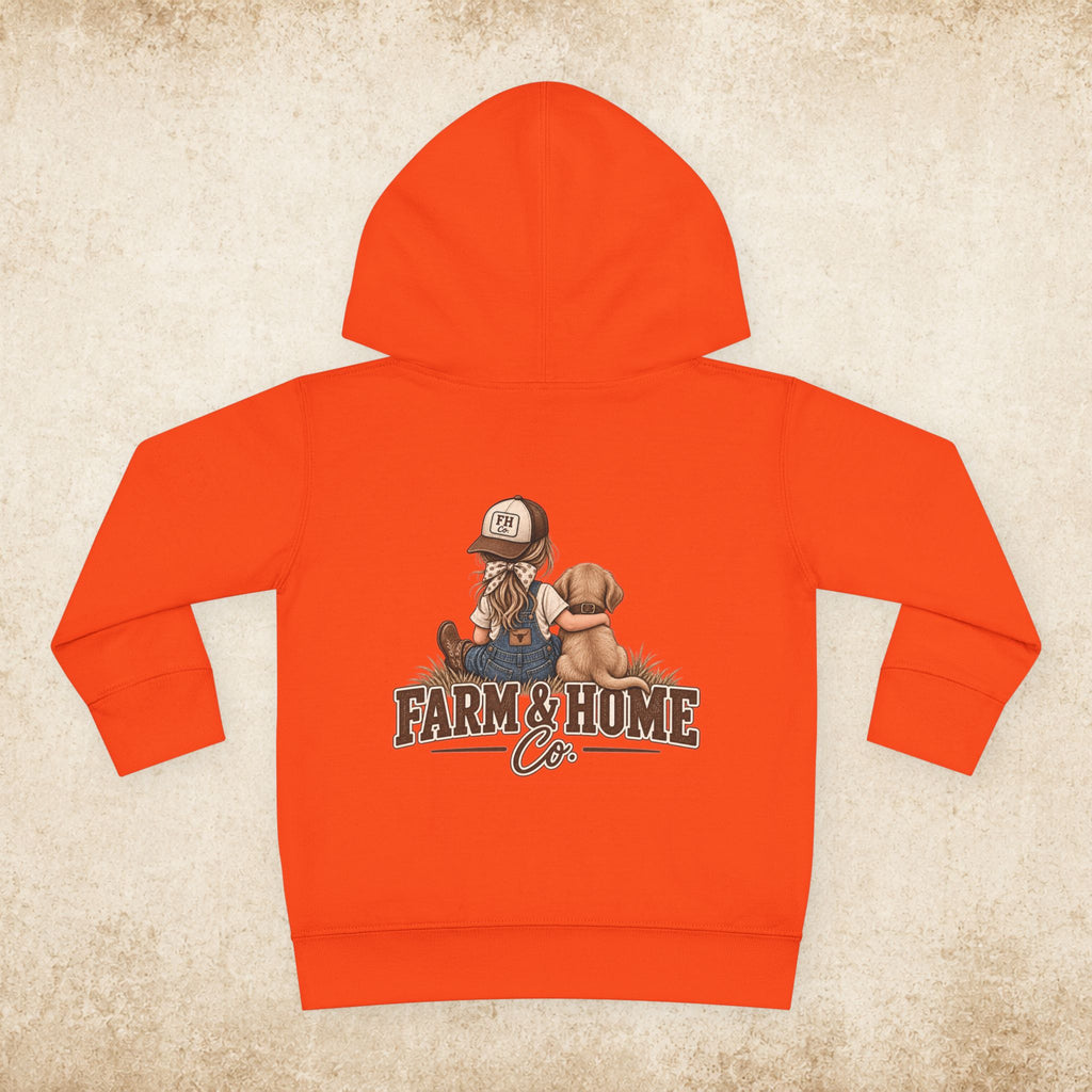 Toddler Hoodie — Farm & Home Co. Kids Pullover with Girl and Puppy Graphic