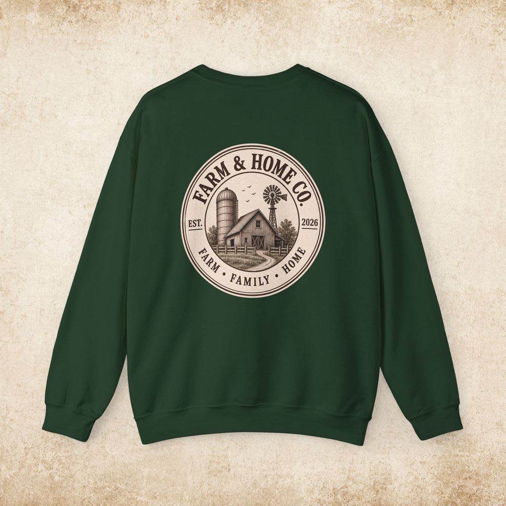 Farm & Home Co. Crewneck Sweatshirt - Rustic Farmhouse Logo Pullover