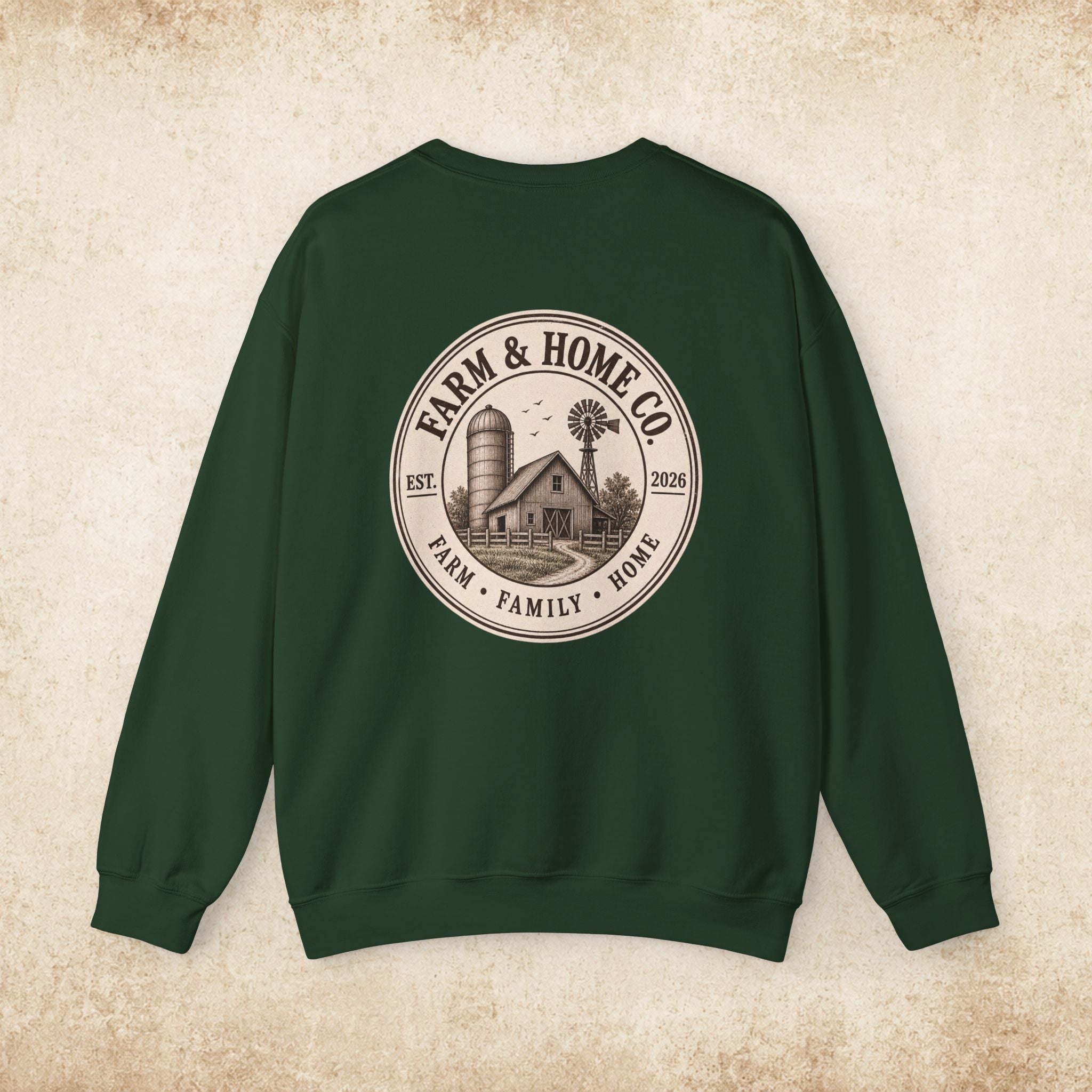 Farm & Home Co. Crewneck Sweatshirt - Rustic Farmhouse Logo Pullover