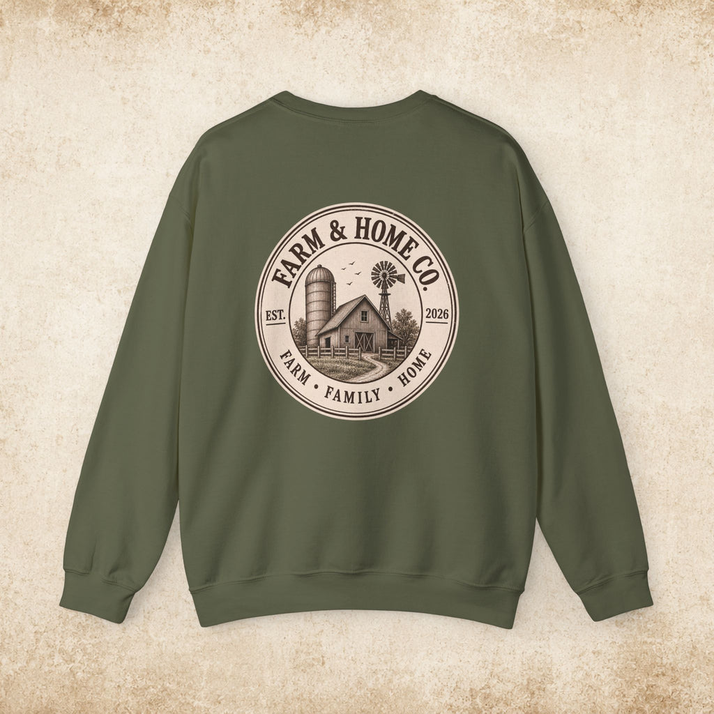 Farm & Home Co. Crewneck Sweatshirt - Rustic Farmhouse Logo Pullover