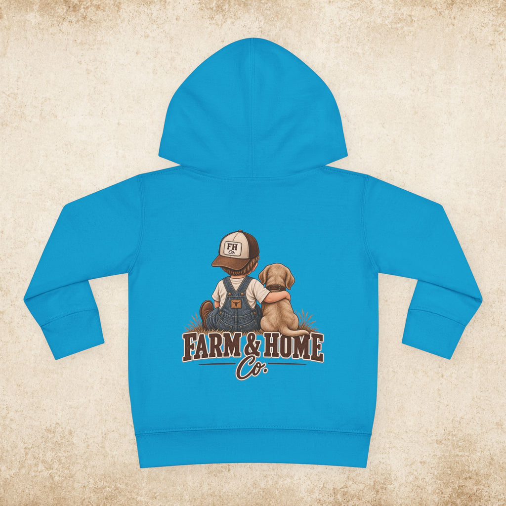Toddler Hoodie - "Farm & Home Co." Cute Farmer and Puppy Pullover