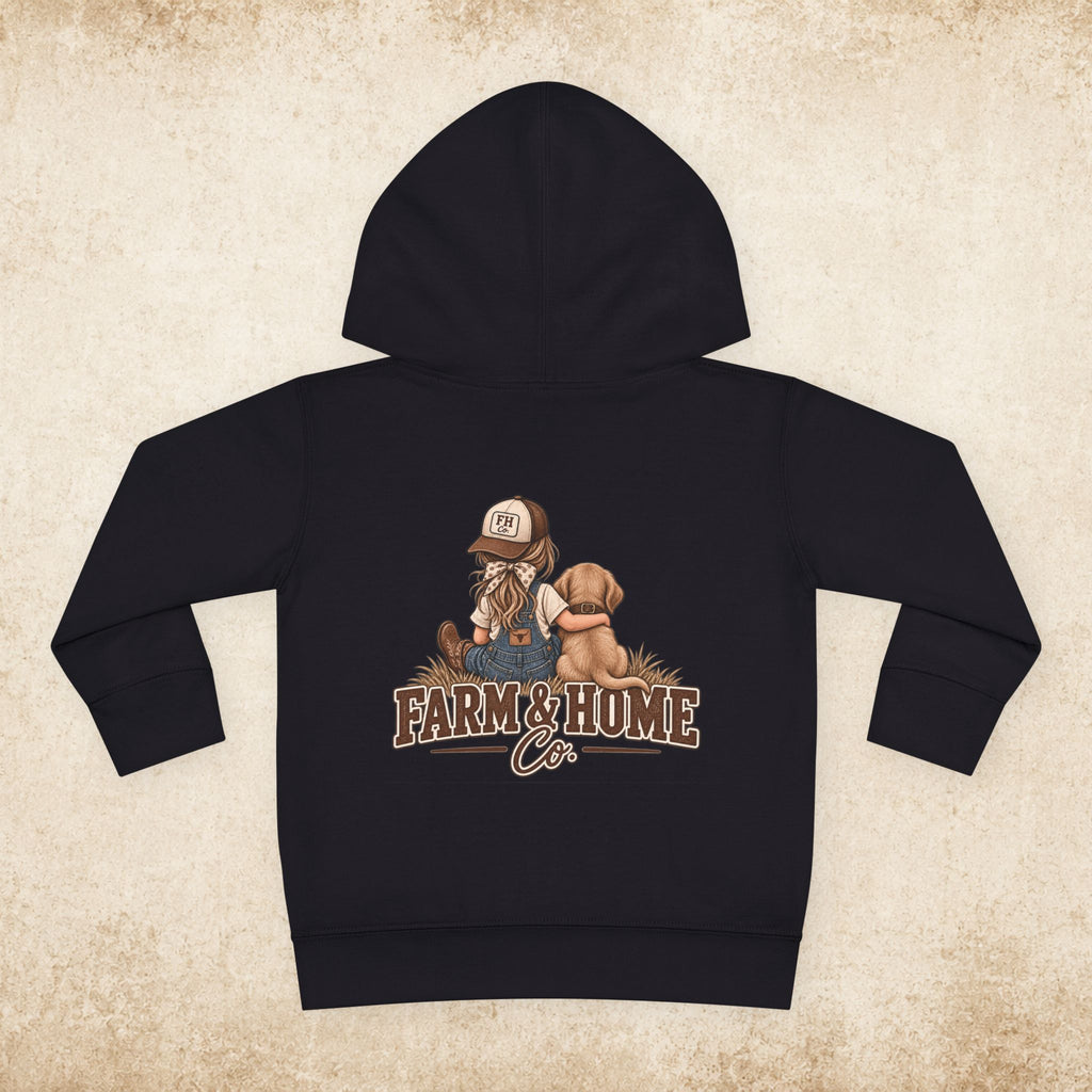 Toddler Hoodie — Farm & Home Co. Kids Pullover with Girl and Puppy Graphic