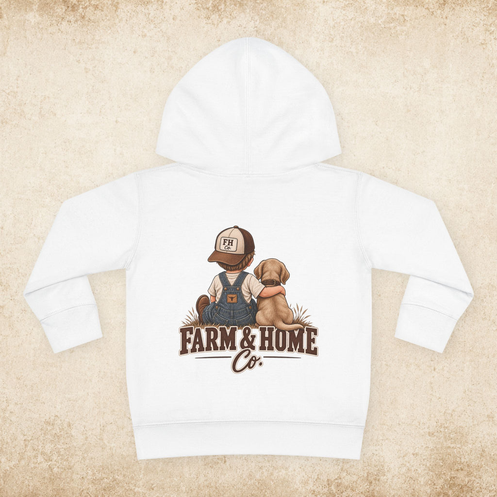 Toddler Hoodie - "Farm & Home Co." Cute Farmer and Puppy Pullover