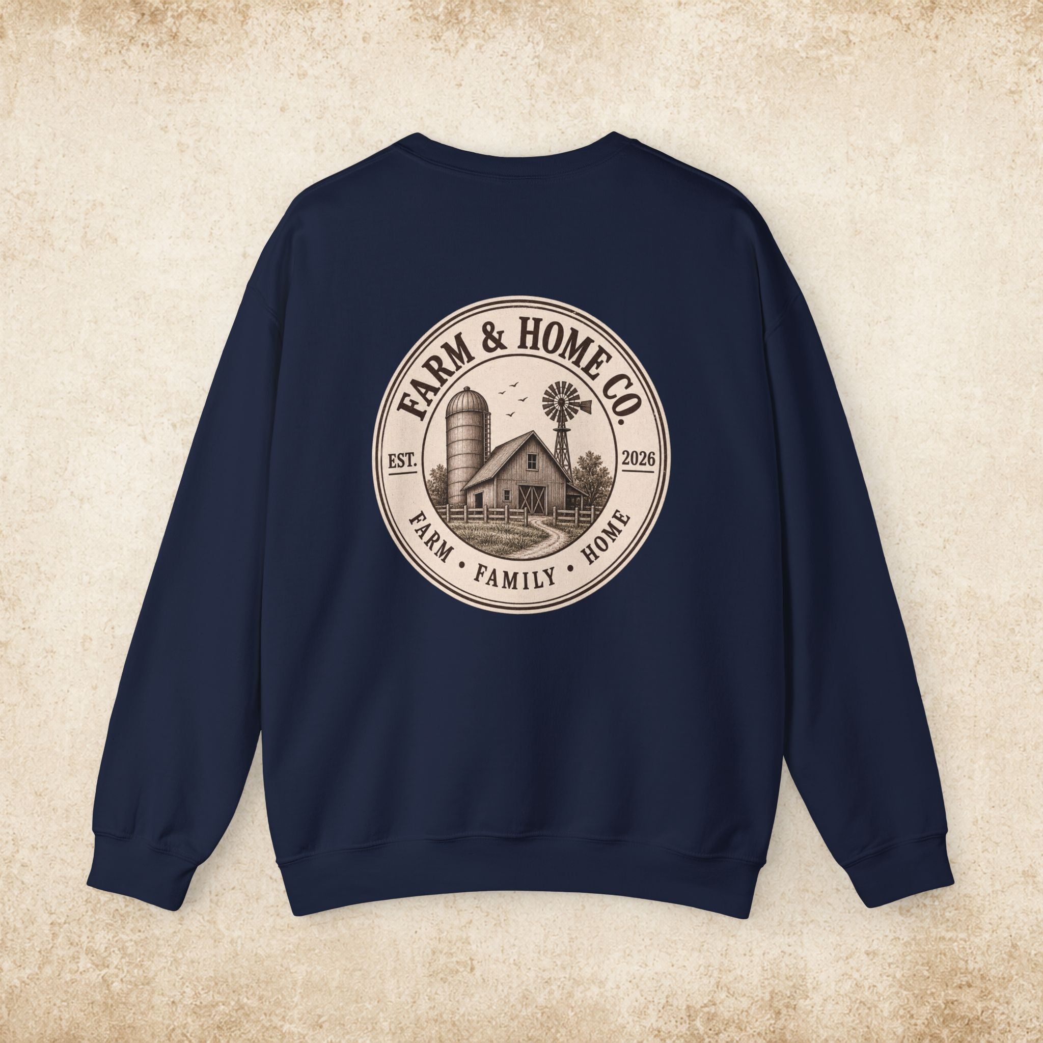 Farm & Home Co. Crewneck Sweatshirt - Rustic Farmhouse Logo Pullover