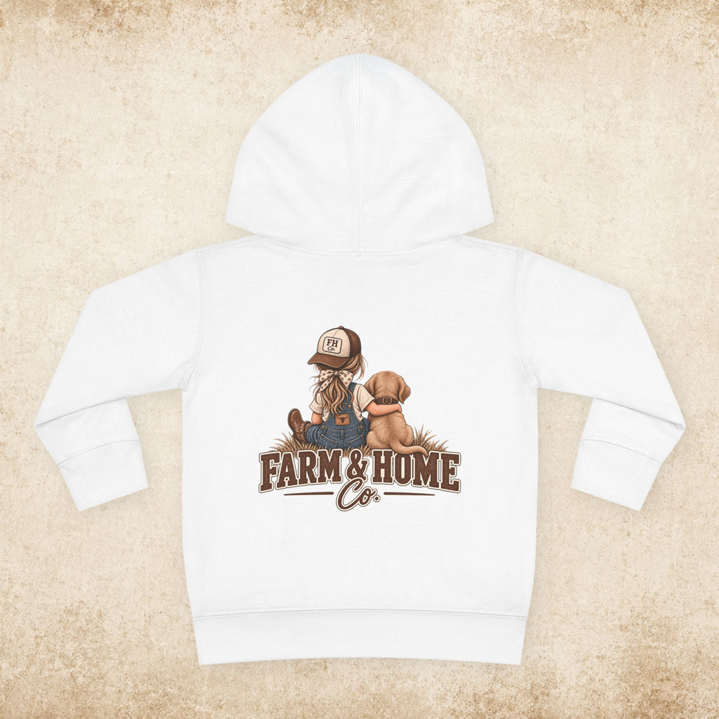 Toddler Hoodie — Farm & Home Co. Kids Pullover with Girl and Puppy Graphic