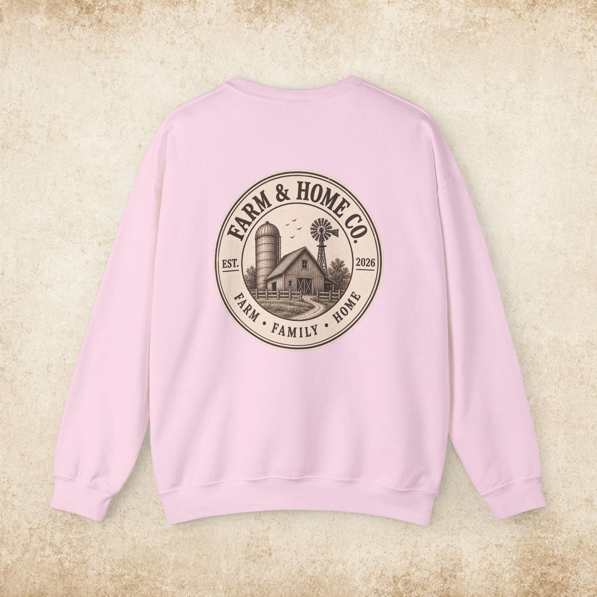 Farm & Home Co. Crewneck Sweatshirt - Rustic Farmhouse Logo Pullover - farm&homeco