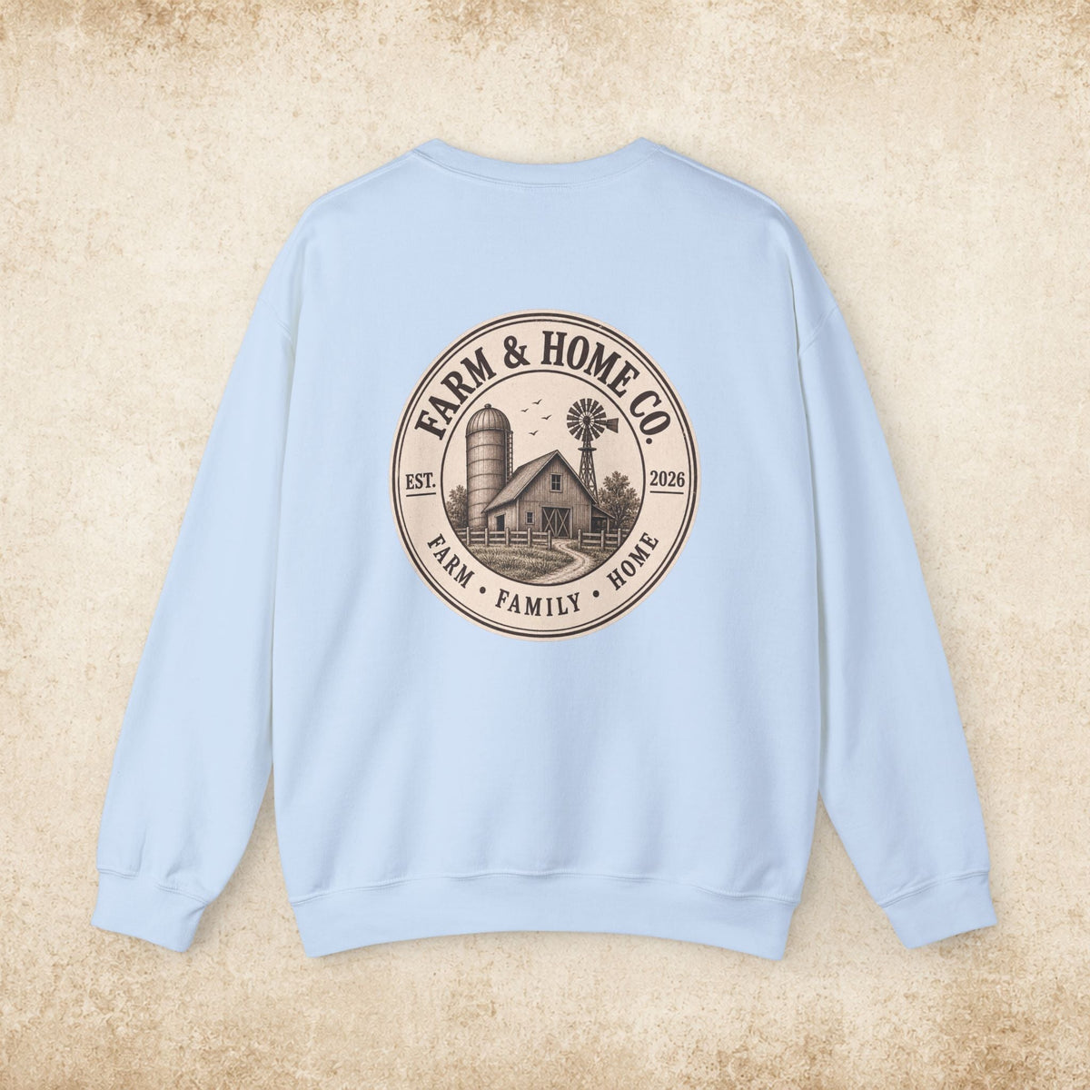 Farm & Home Co. Crewneck Sweatshirt - Rustic Farmhouse Logo Pullover - farm&homeco