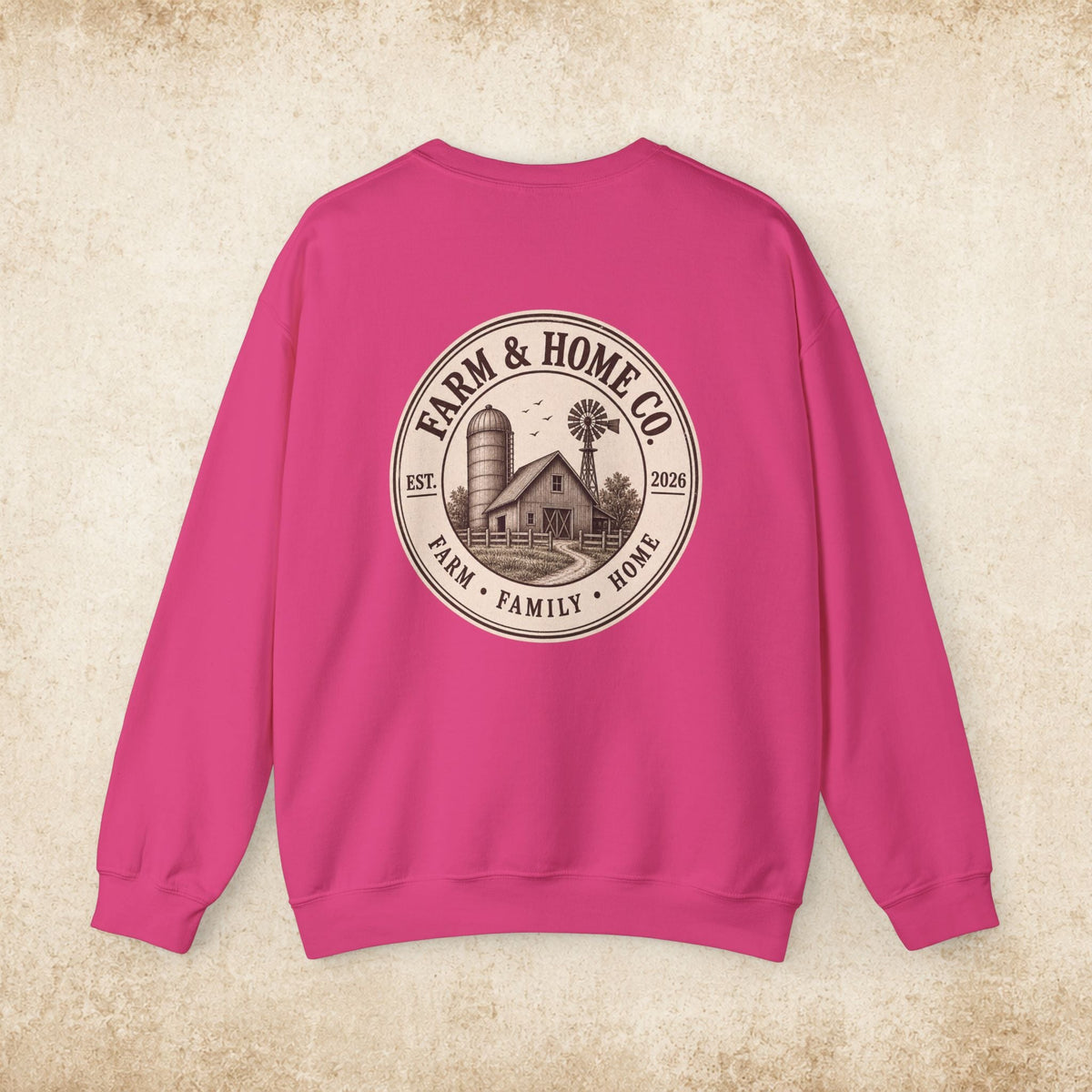 Farm & Home Co. Crewneck Sweatshirt - Rustic Farmhouse Logo Pullover - farm&homeco