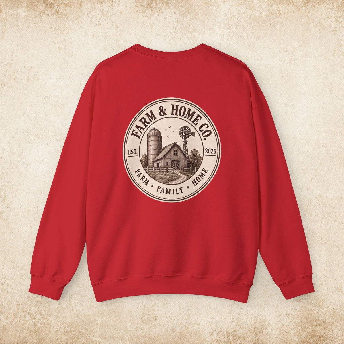 Farm & Home Co. Crewneck Sweatshirt - Rustic Farmhouse Logo Pullover - farm&homeco