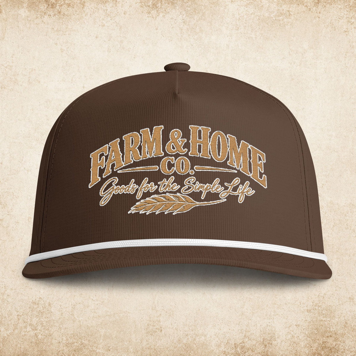 Farmer’s Sunwashed Rope Cap — "Farm & Home Co." Vintage Embroidered Trucker Hat - farm&homeco