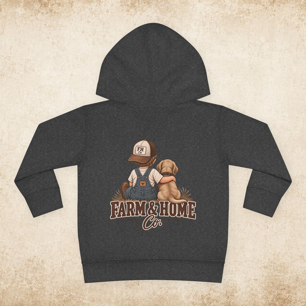 Toddler Hoodie - "Farm & Home Co." Cute Farmer and Puppy Pullover - farm&homeco