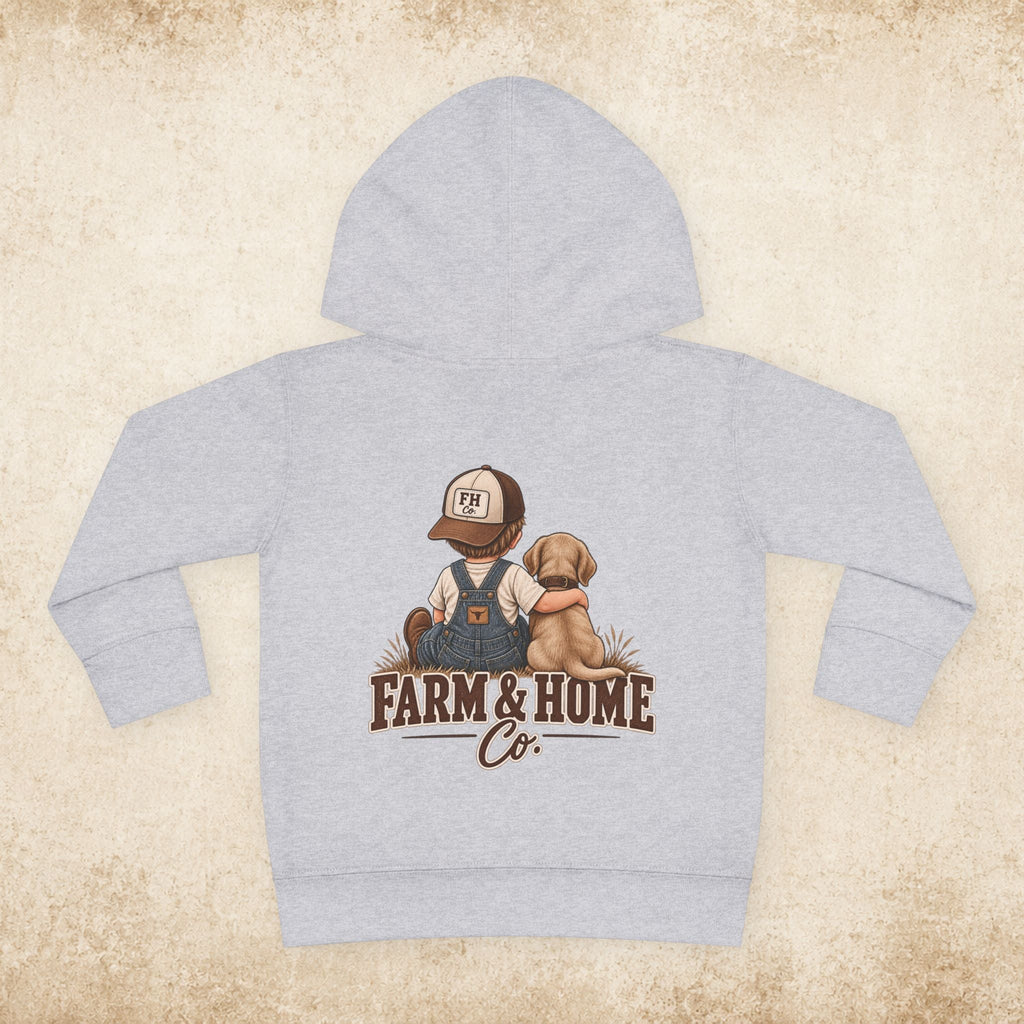 Toddler Hoodie - "Farm & Home Co." Cute Farmer and Puppy Pullover - farm&homeco